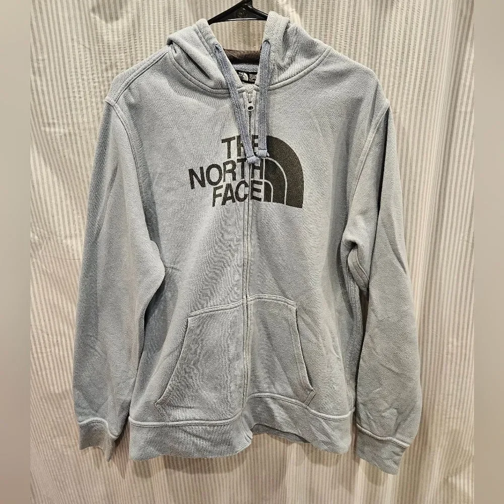 The North Face Men's Light Blue Gray Zip-Up Hoodie Size Large